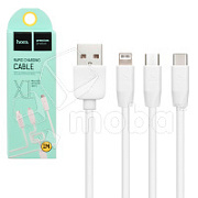 Кабель USB - 3 в 1 [iPhone + MicroUSB + Type-C] Hoco X1 Белый