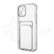 Чехол-накладка для iPhone 14 Plus (с защитой камеры, карманом для карт, прозрачный)